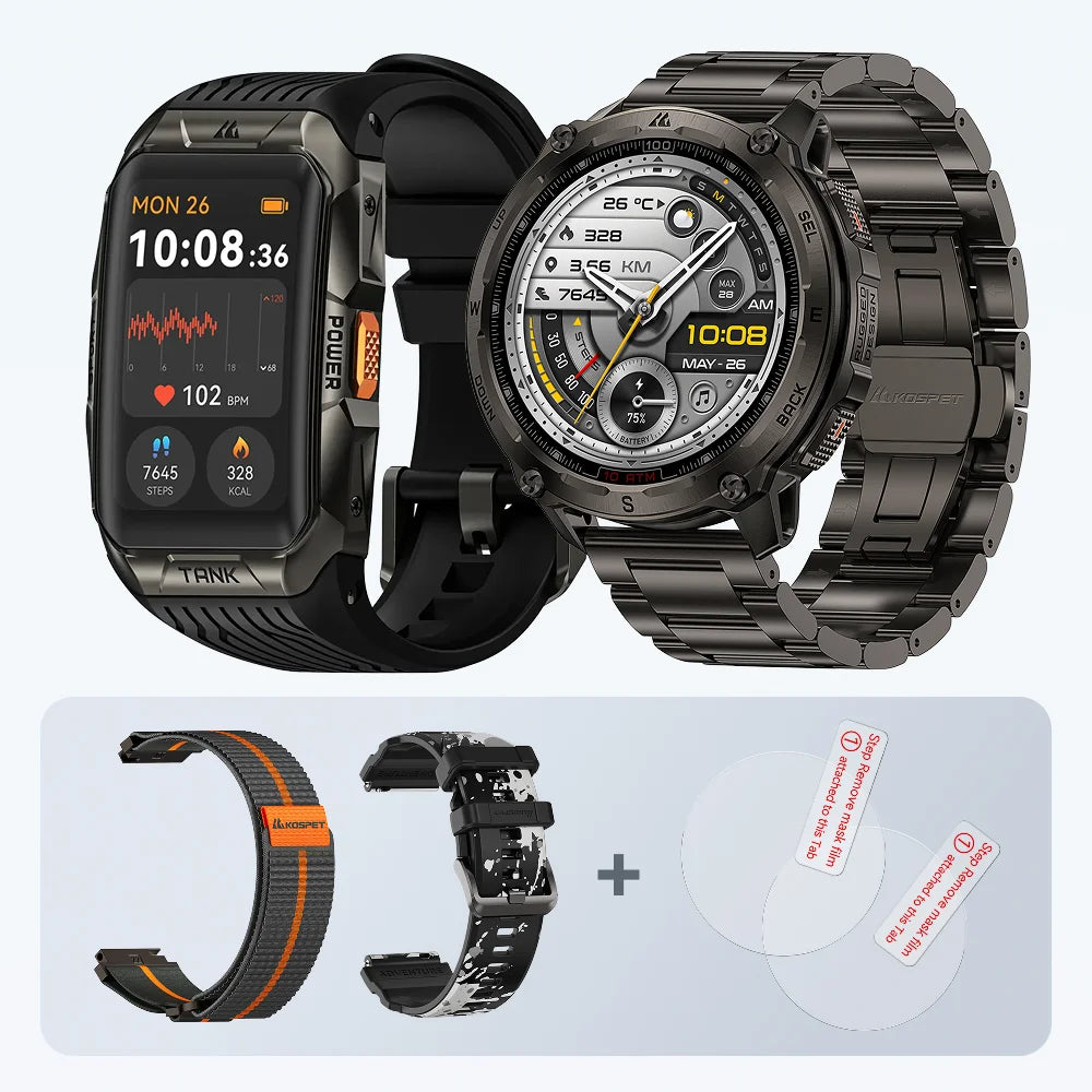 KOSPET tank t4 se smartwatch #color_black^package_T4SE+X2U Value Pack