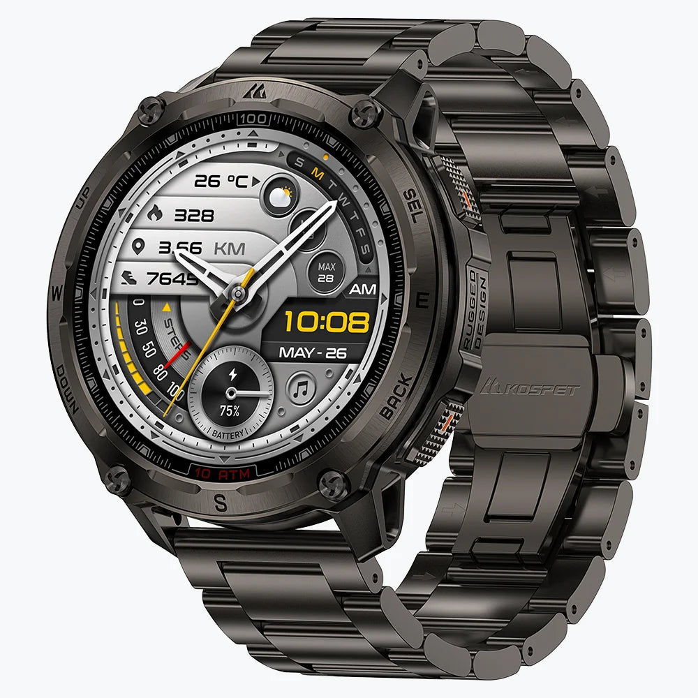 KOSPET TANK T4 Special Edition Smartwatch
#color_black^package_Special Edition: Silicone+Steel Straps