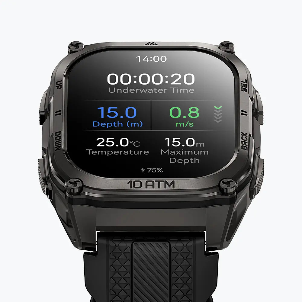 KOSPET tank m4 smartwatch black with silicone straps#color_black^package_Silicone Basic