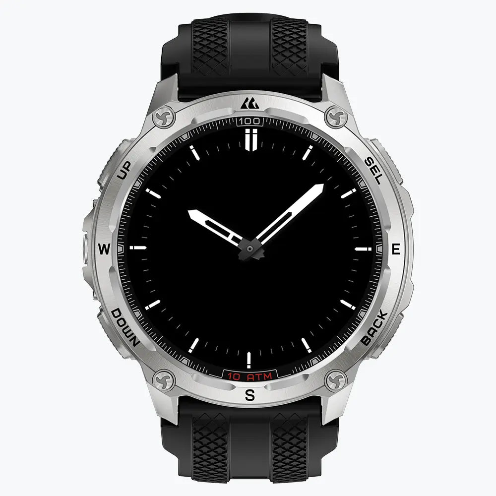 KOSPET tank t4 smartwatch silver with silicone straps#color_silver^package_Silicone Basic